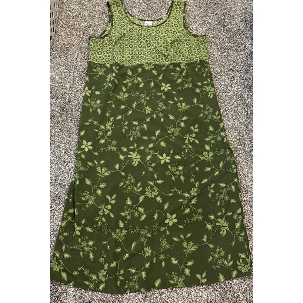 Carolina Colours Green Floral Linen Blend Sleeveless Maxi Dress 20W Plus